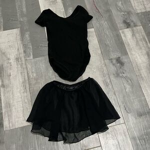 2 Pc Set Black Ballet Dance Skirt Leotard M